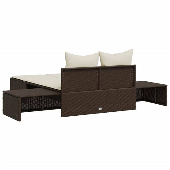 Chaise longue double résine tressée marron avec coussins 104 x 162 x 30 cm - PANGIVO - Image 6