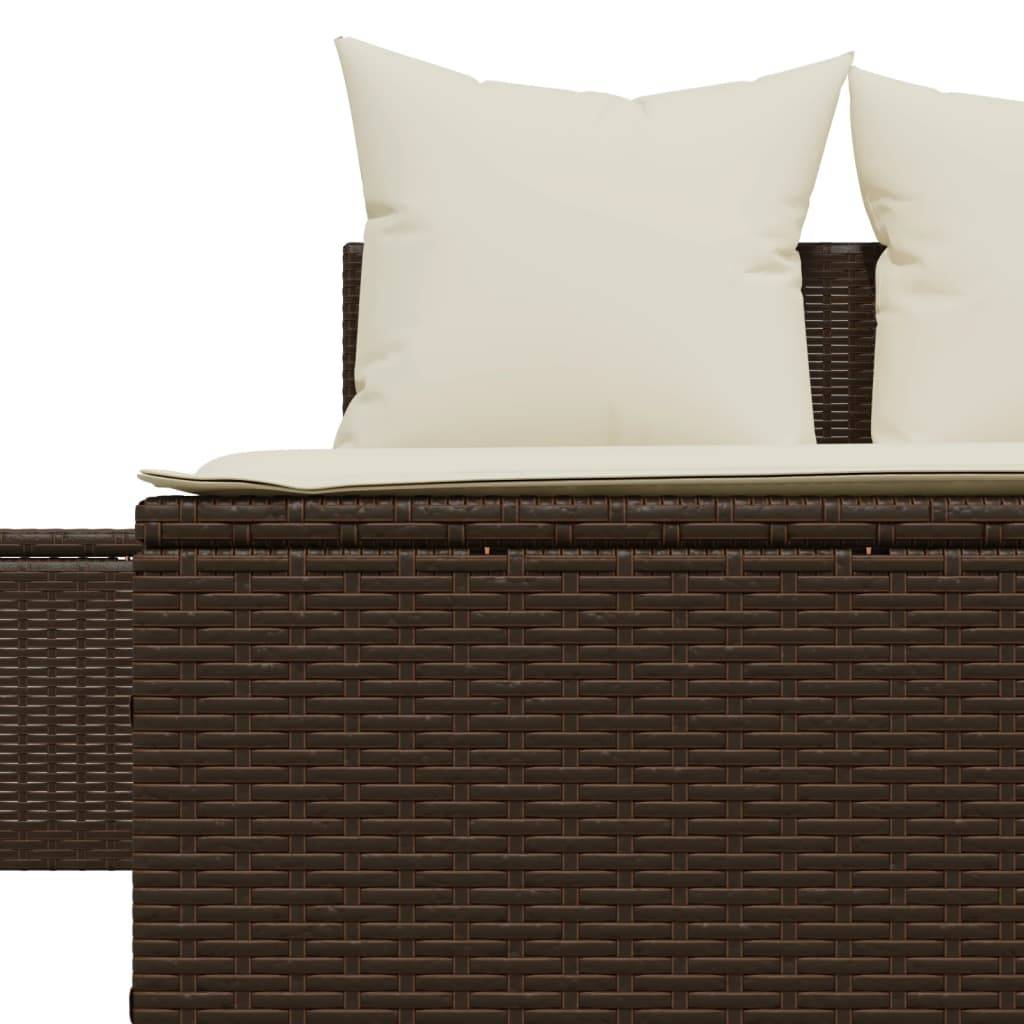 Chaise longue double résine tressée marron avec coussins 104 x 162 x 30 cm - PANGIVO - Image 7
