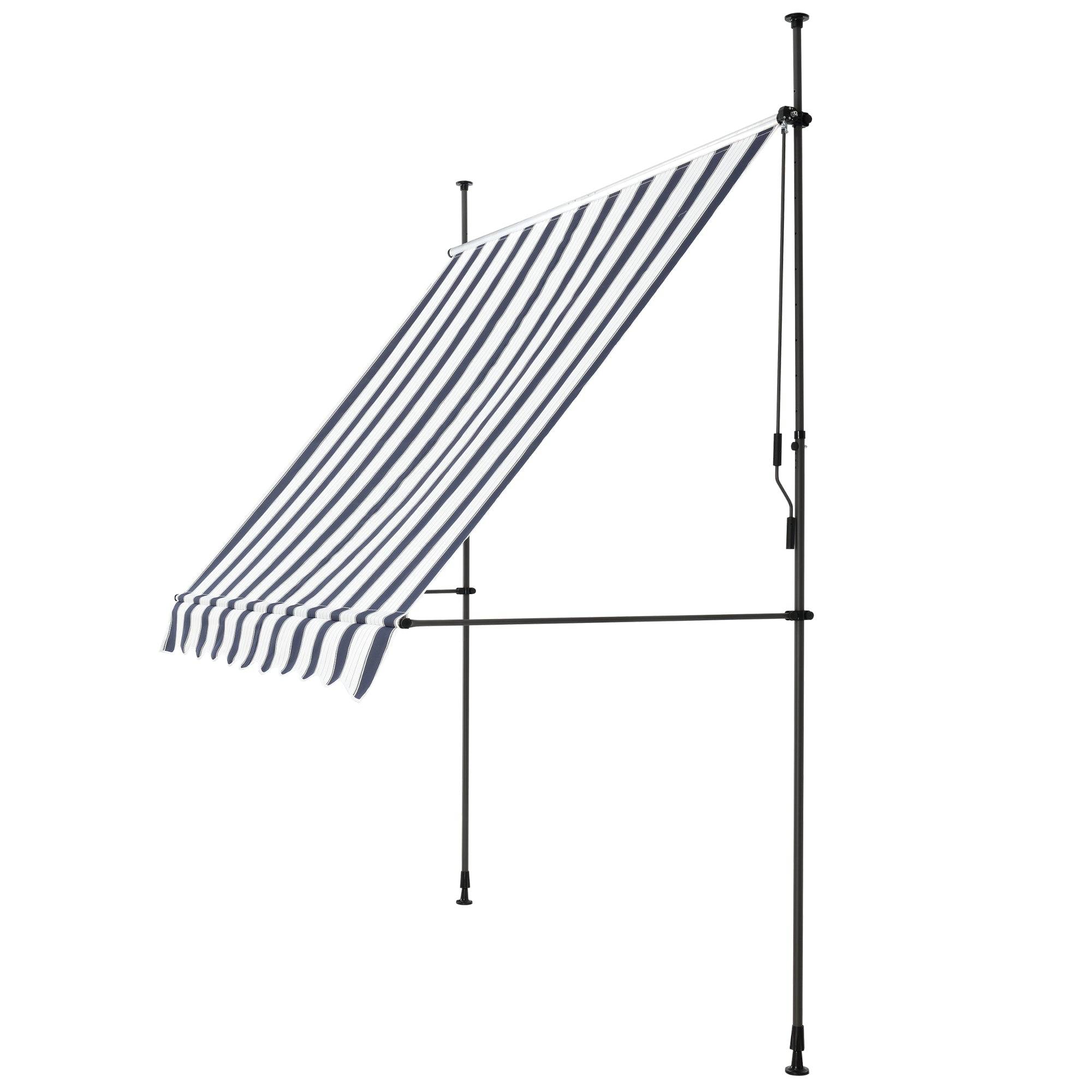 Helloshop26 - Store banne téléscopique acier polyester 400 x 120 x 200-300 cm bleu foncé blanc - Image 2