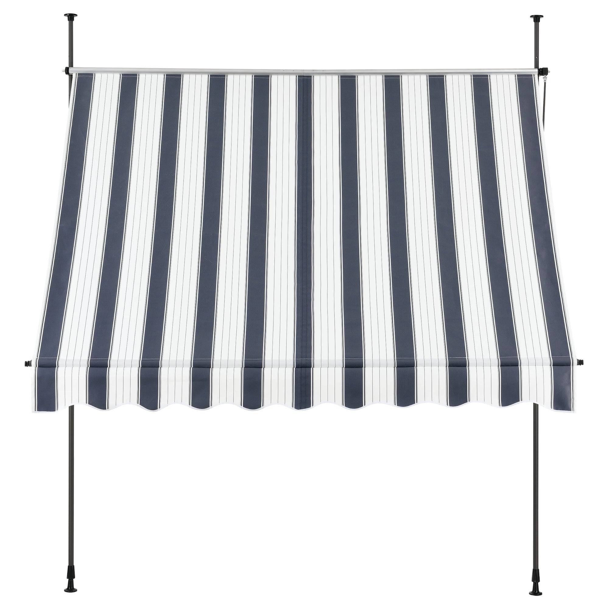 Helloshop26 - Store banne téléscopique acier polyester 400 x 120 x 200-300 cm bleu foncé blanc - Image 3