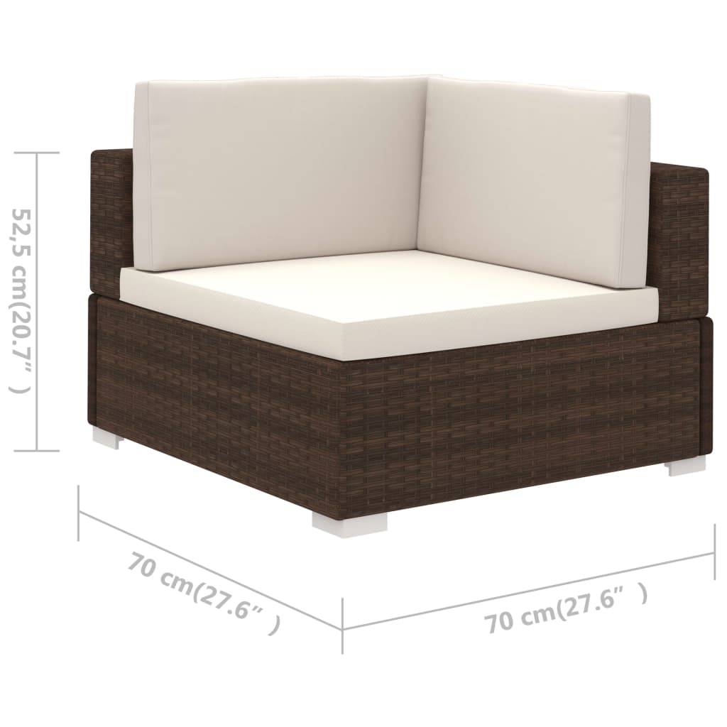 Helloshop26 - Salon de jardin meuble d'extérieur ensemble de mobilier 6 pièces avec coussins résine tressée marron - Image 6