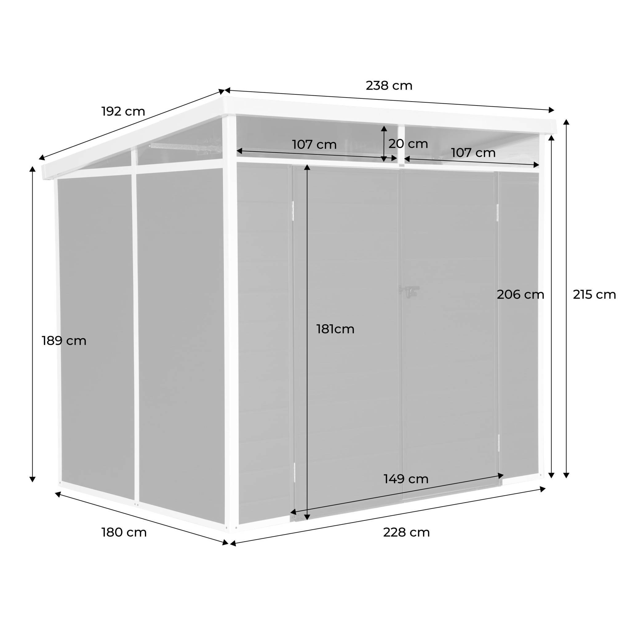 sweeek - Abri de jardin plastique 4.55 m². anthracite. avec toiture monopente skylight. fenêtre et grande porte d'entrée. 238 x 190 x 215 cm | sweeek - Image 4