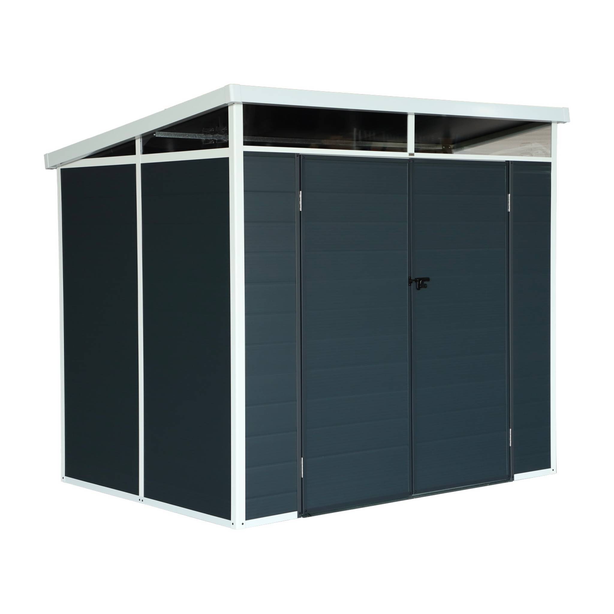 sweeek - Abri de jardin plastique 4.55 m². anthracite. avec toiture monopente skylight. fenêtre et grande porte d'entrée. 238 x 190 x 215 cm | sweeek - Image 2