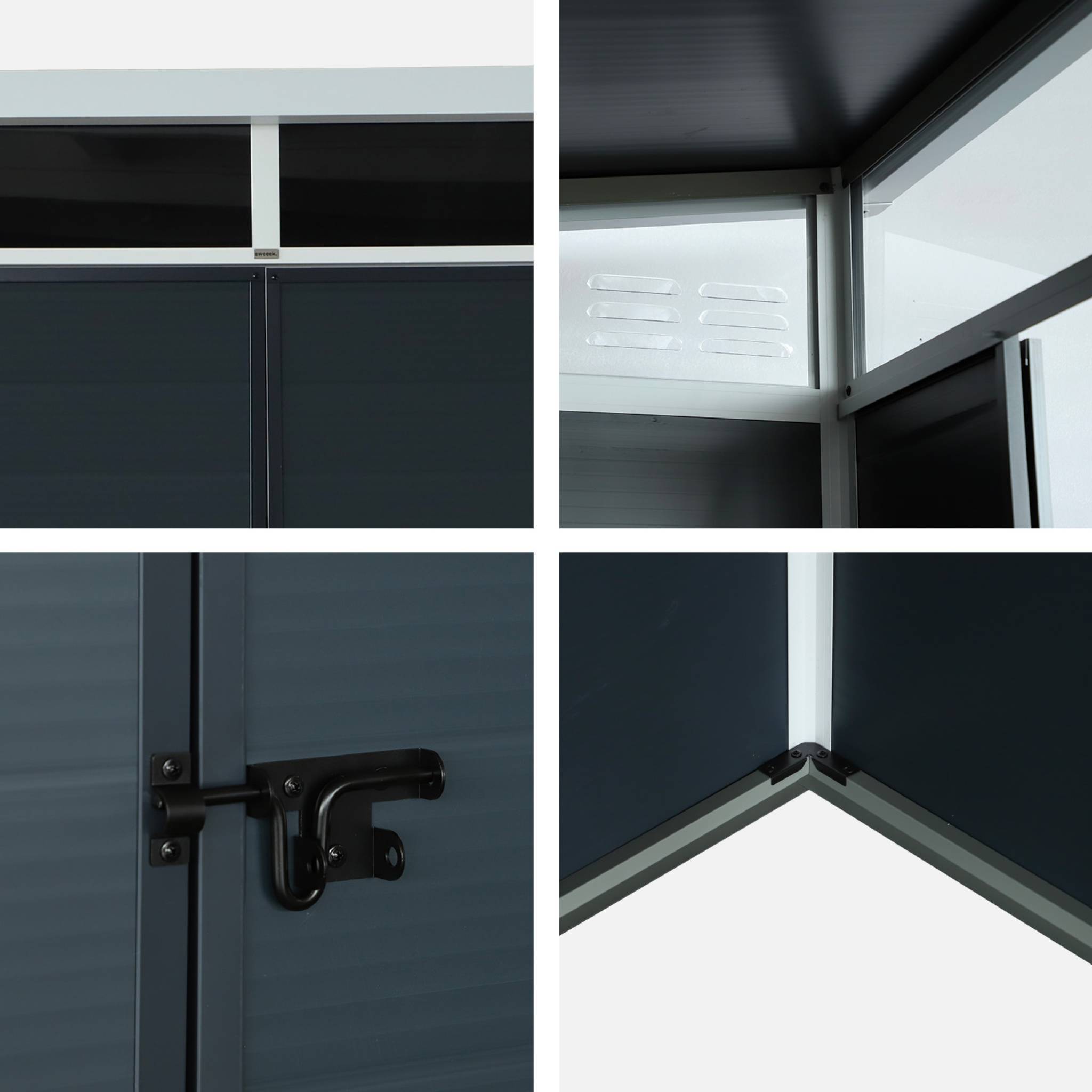 sweeek - Abri de jardin plastique 4.55 m². anthracite. avec toiture monopente skylight. fenêtre et grande porte d'entrée. 238 x 190 x 215 cm | sweeek - Image 6