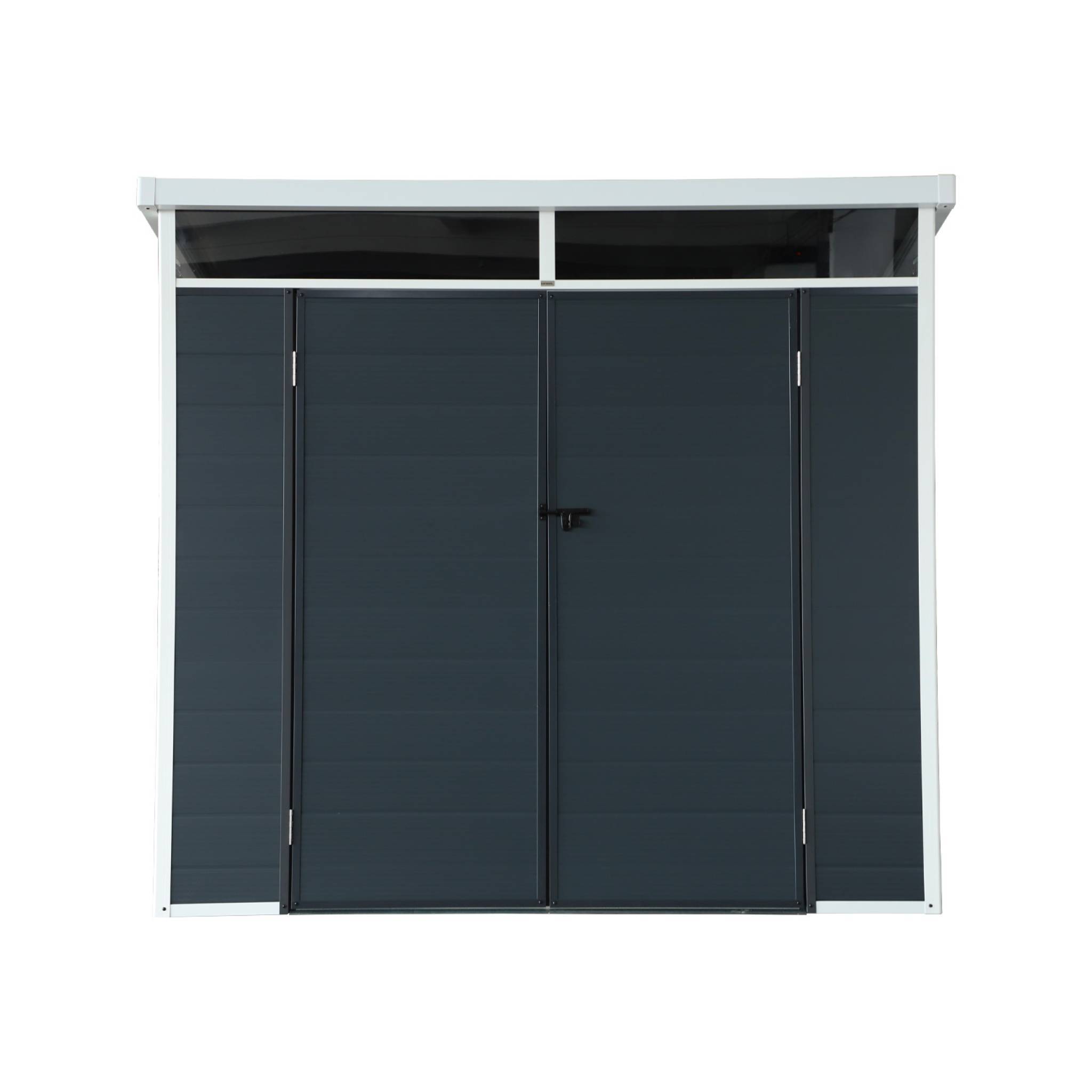 sweeek - Abri de jardin plastique 4.55 m². anthracite. avec toiture monopente skylight. fenêtre et grande porte d'entrée. 238 x 190 x 215 cm | sweeek - Image 3