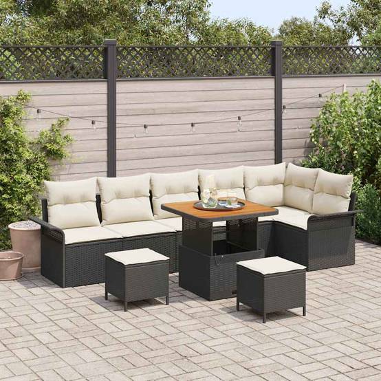 ComfortXL - Salon de jardin 8 places Polyrotin et Bois massif Modulable pour Terrasse Noir – ComfortXL Outdoor Living - Image 1