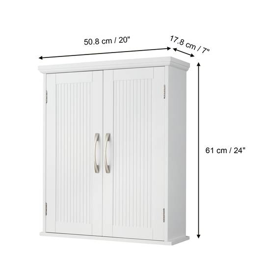 Teamson Home - Armoire murale en effet bois blanc avec 2 portes et étagères Teamson Home - Image 4