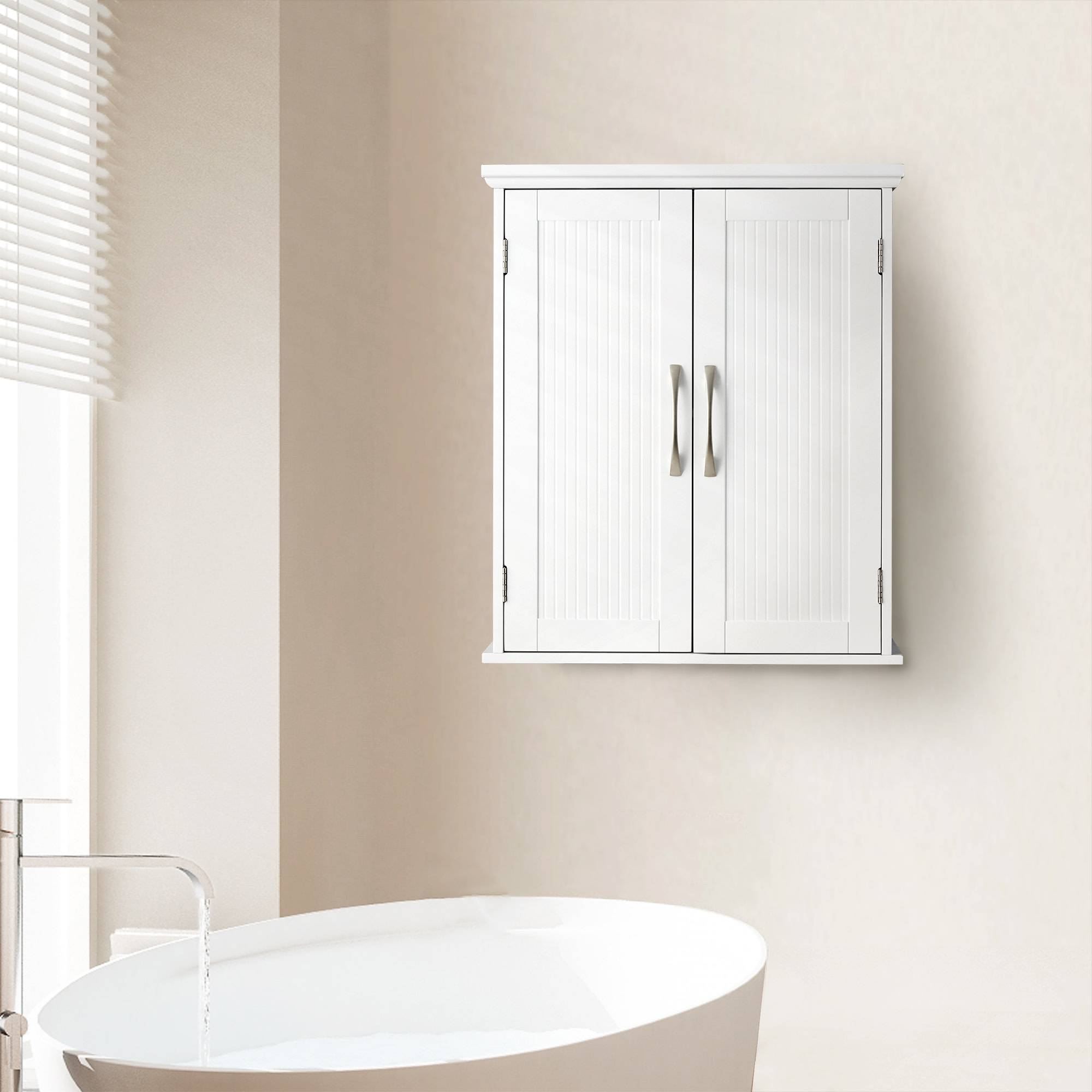 Teamson Home - Armoire murale en effet bois blanc avec 2 portes et étagères Teamson Home - Image 1