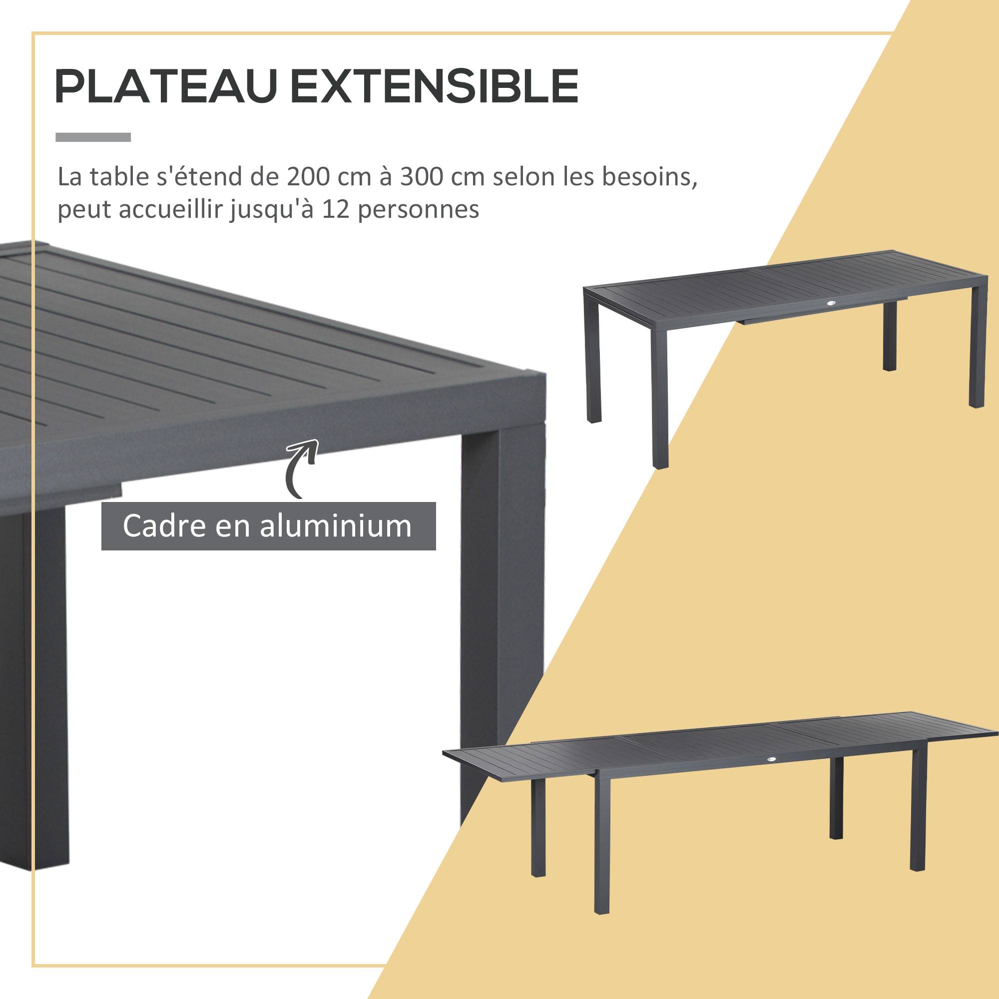 Salon de jardin aluminium et textilène gris 300 x 90 x 75 cm - PANGIVO - Image 6
