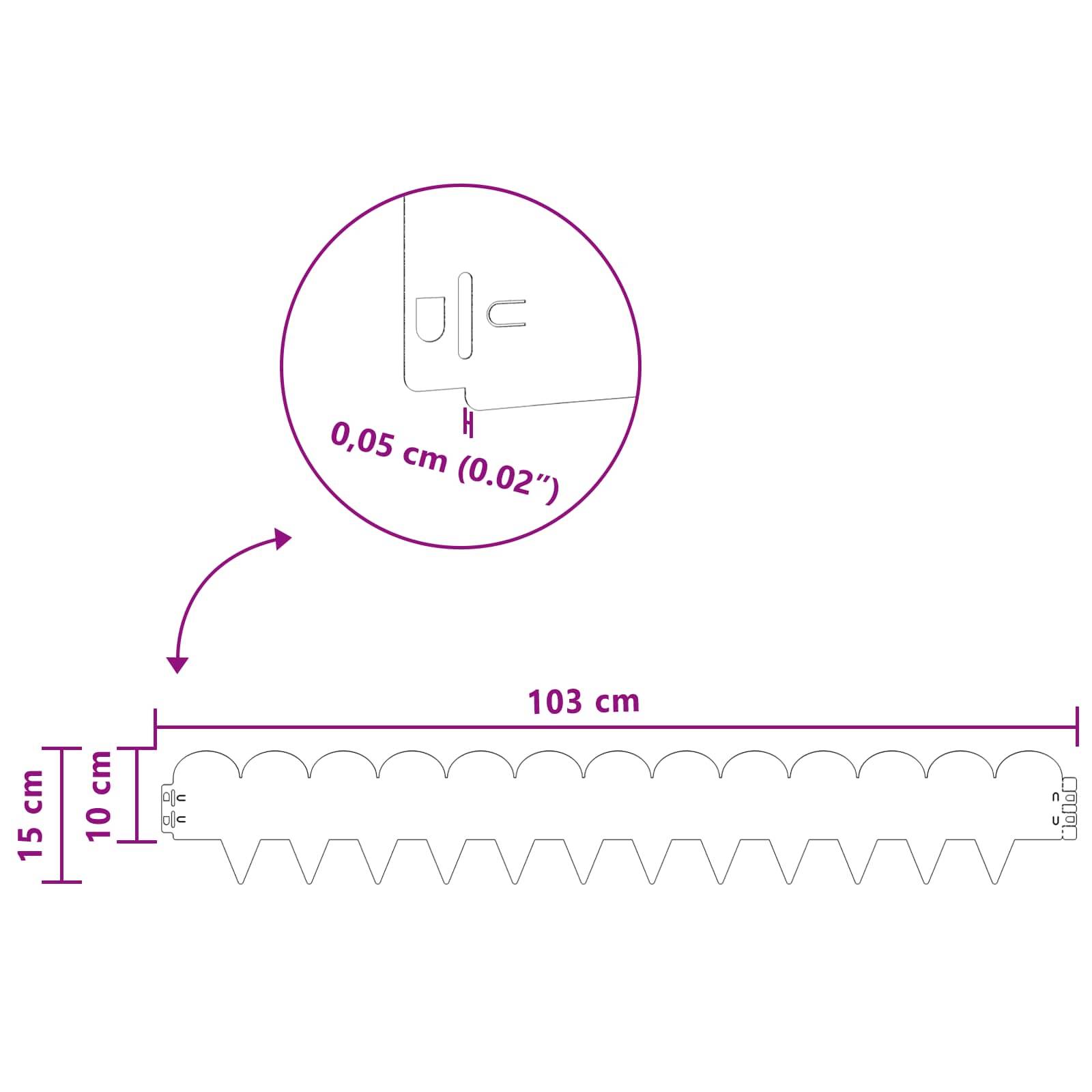 Bordure de pelouse acier aménagement jardin délimitation 10pcs 103x15cm argenté - ComfortXL Outdoor Living - Image 9