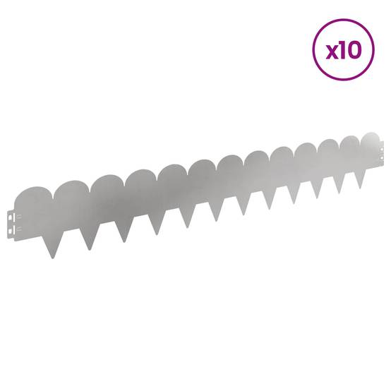 Bordure de pelouse acier aménagement jardin délimitation 10pcs 103x15cm argenté - ComfortXL Outdoor Living - Image 3