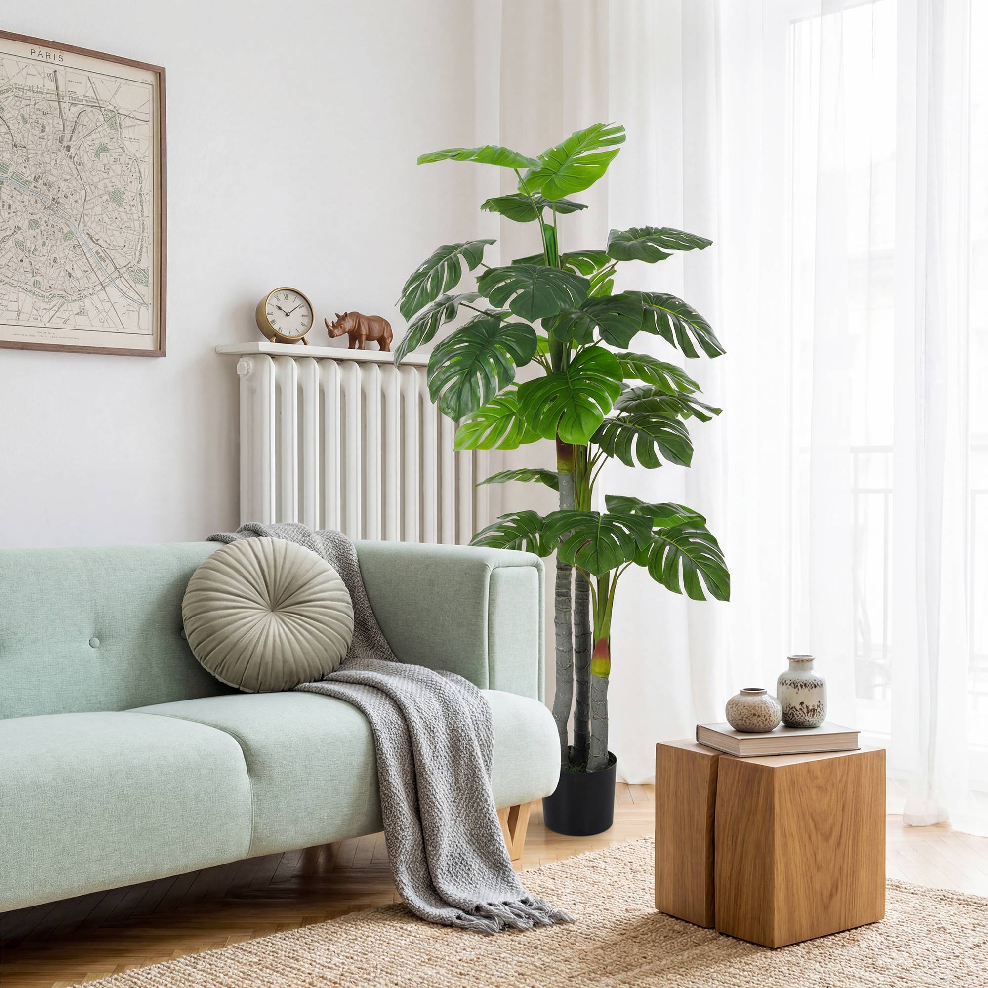 Arbre Artificiel Plante Artificielle Monstera H.1,5 m Tronc Branches Lichen Feuilles de Tortue Grand réalisme Pot Inclus - Image 10
