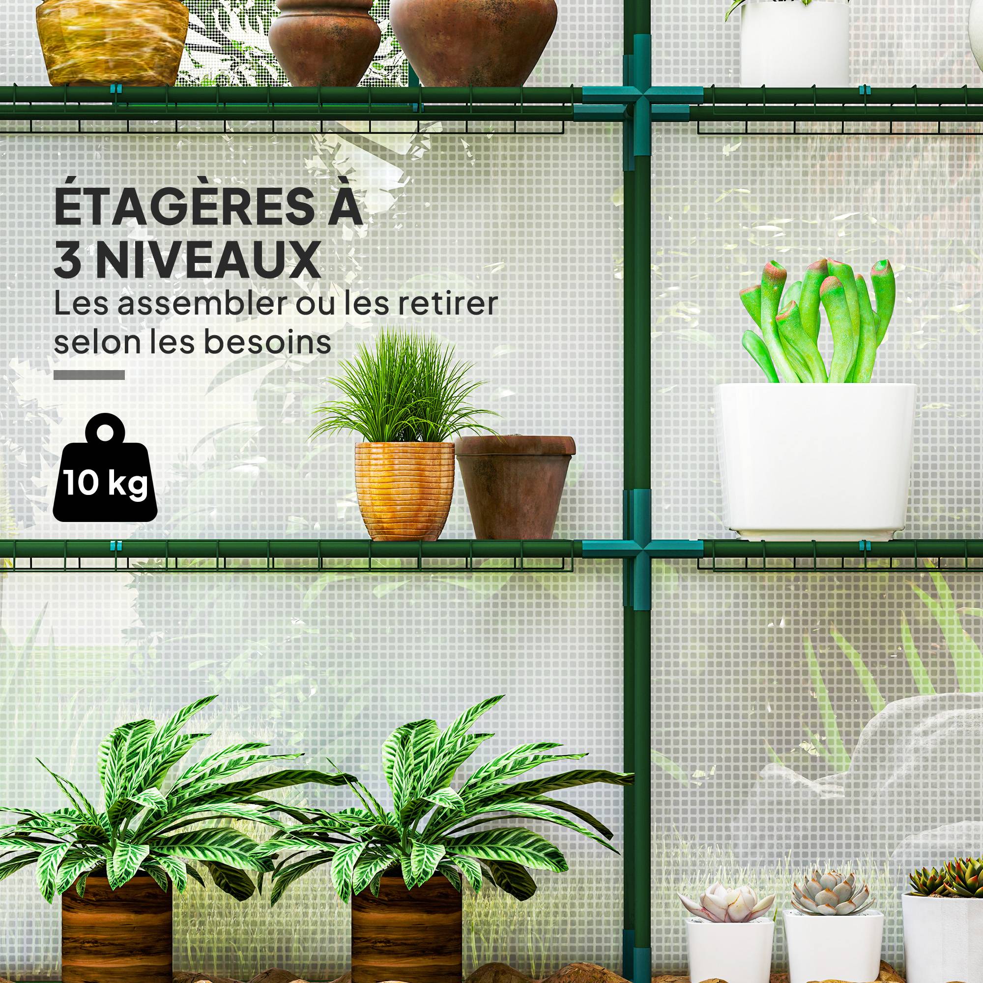 ComfortXL - Serre de jardin PE blanc 140 x 143 x 190 cm pour plantes avec étagères et ventilation - ComfortXL Outdoor Living - Image 6