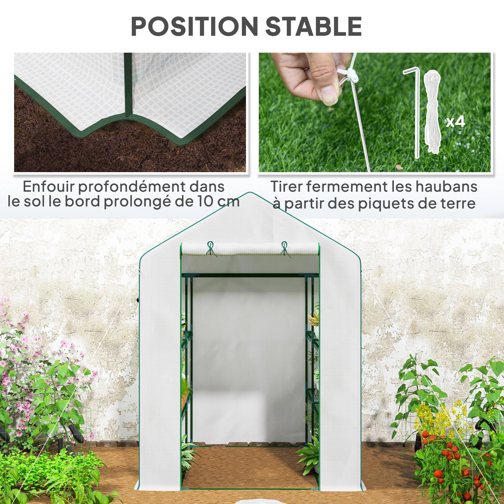 ComfortXL - Serre de jardin PE blanc 140 x 143 x 190 cm pour plantes avec étagères et ventilation - ComfortXL Outdoor Living - Image 9