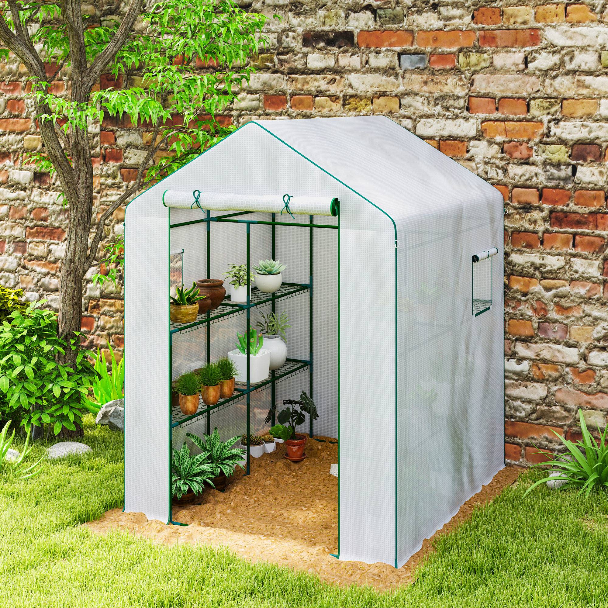 ComfortXL - Serre de jardin PE blanc 140 x 143 x 190 cm pour plantes avec étagères et ventilation - ComfortXL Outdoor Living - Image 10
