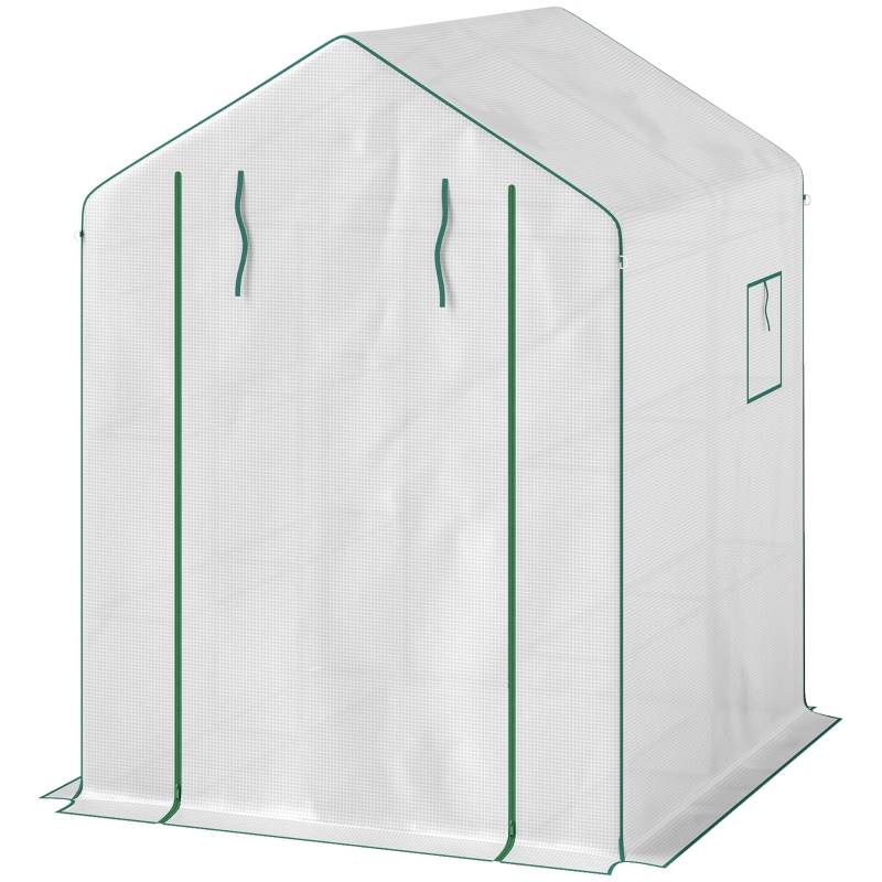 ComfortXL - Serre de jardin PE blanc 140 x 143 x 190 cm pour plantes avec étagères et ventilation - ComfortXL Outdoor Living - Image 3