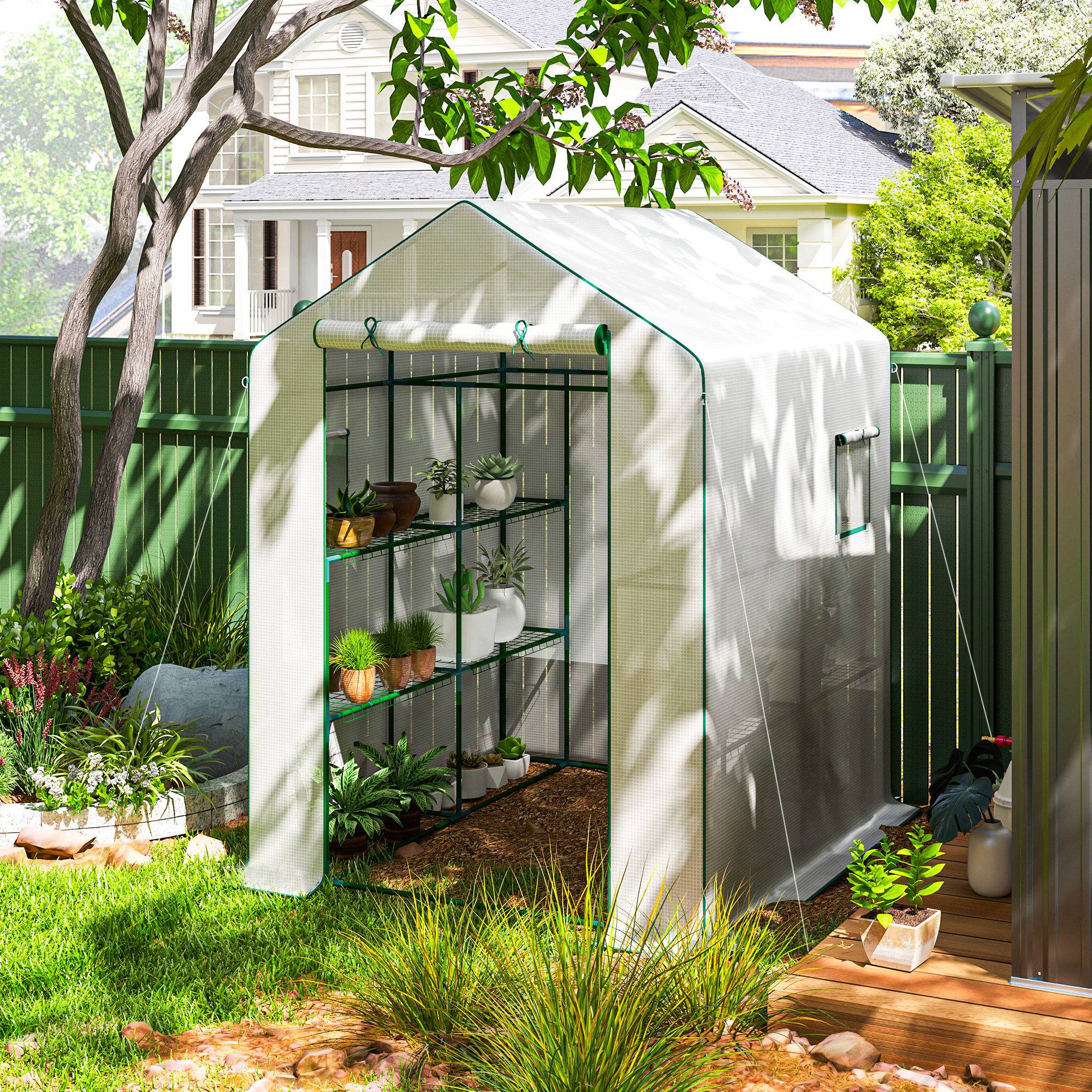 ComfortXL - Serre de jardin PE blanc 140 x 143 x 190 cm pour plantes avec étagères et ventilation - ComfortXL Outdoor Living - Image 4