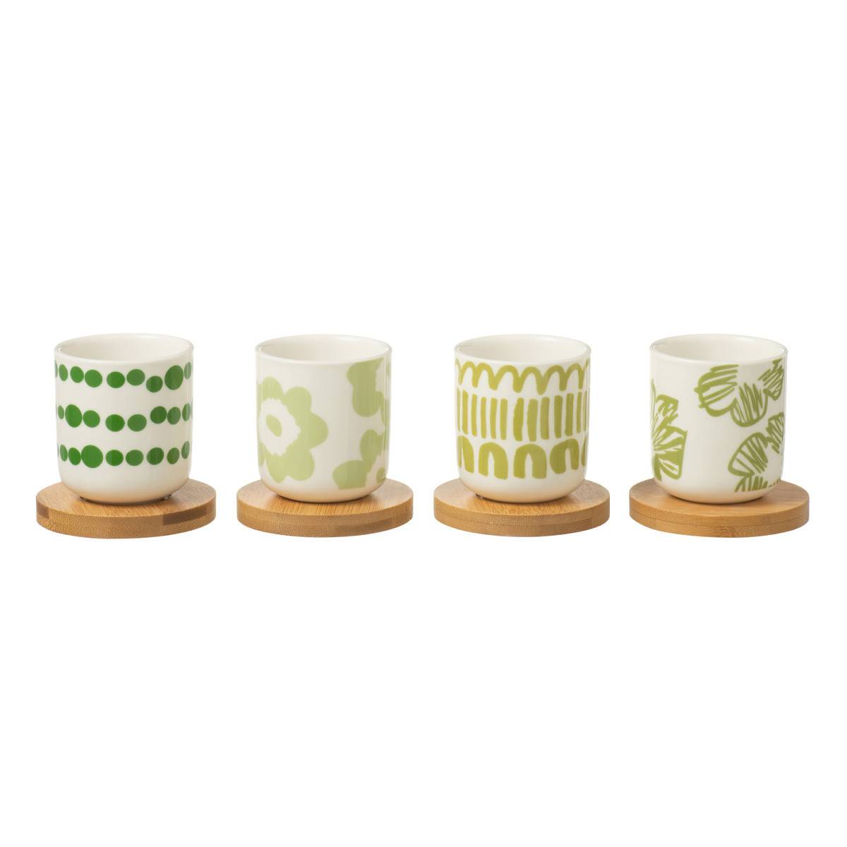 J-Line - Lot de 4 Tasses à Café & Sous-Tasses "Fiesta Sud" 10cl Vert - Image 2