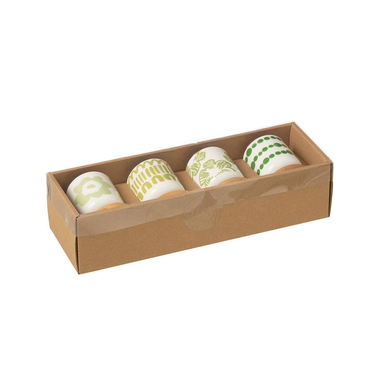 J-Line - Lot de 4 Tasses à Café & Sous-Tasses "Fiesta Sud" 10cl Vert - Image 4