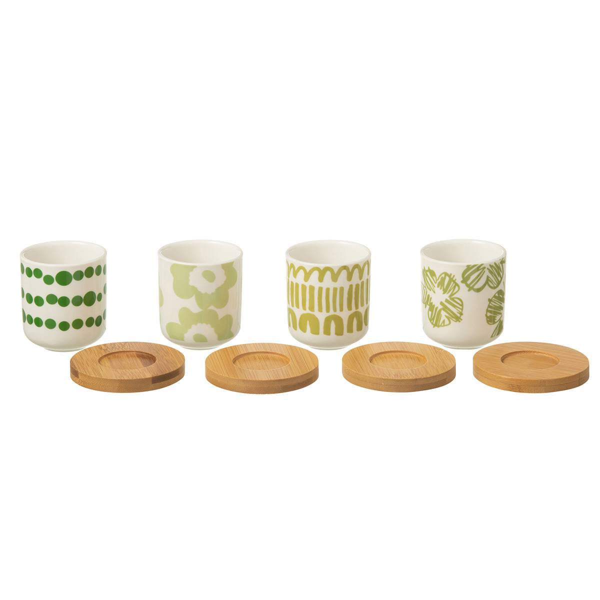 J-Line - Lot de 4 Tasses à Café & Sous-Tasses "Fiesta Sud" 10cl Vert - Image 3