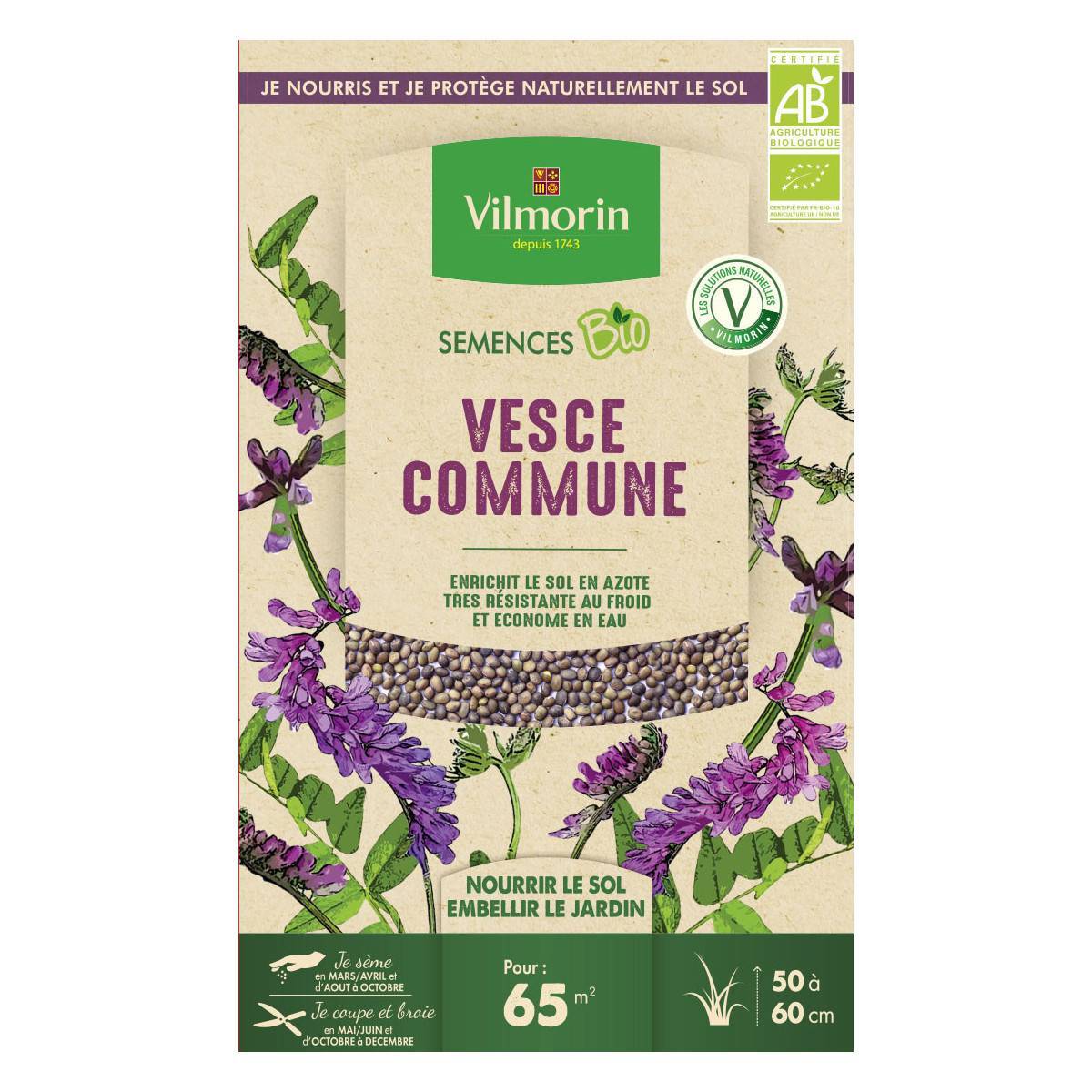 Vilmorin - Graines de Vesce Commune Bio, boite de 375 grs