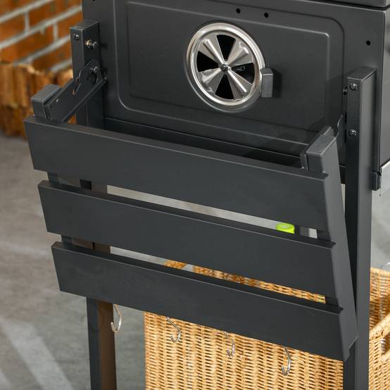 Barbecue Charbon Acier Jardin Extérieur Hauteur Réglable 120x64x114cm Noir - ComfortXL Outdoor Living - Image 8