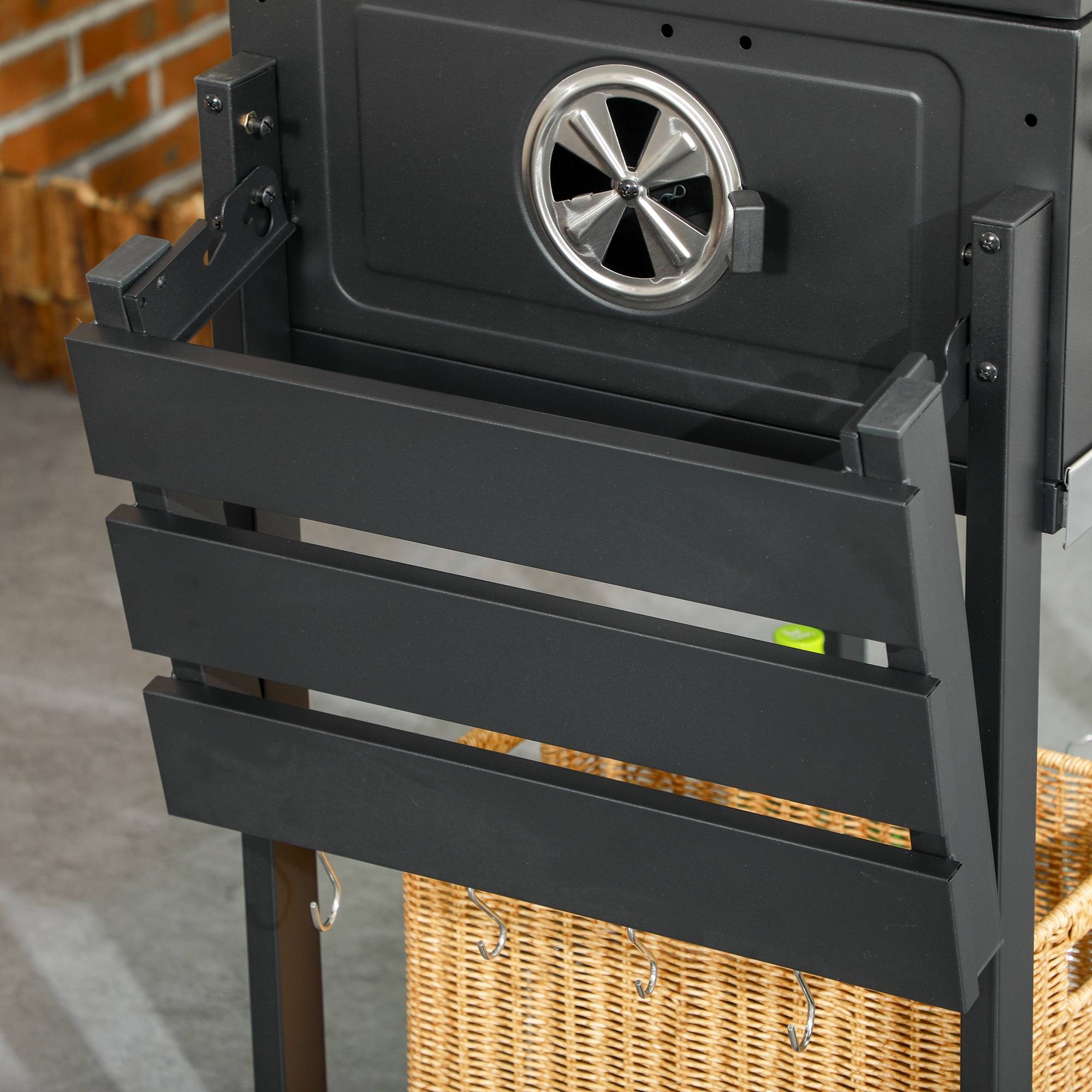 Barbecue Charbon Acier Jardin Extérieur Hauteur Réglable 120x64x114cm Noir - ComfortXL Outdoor Living - Image 8