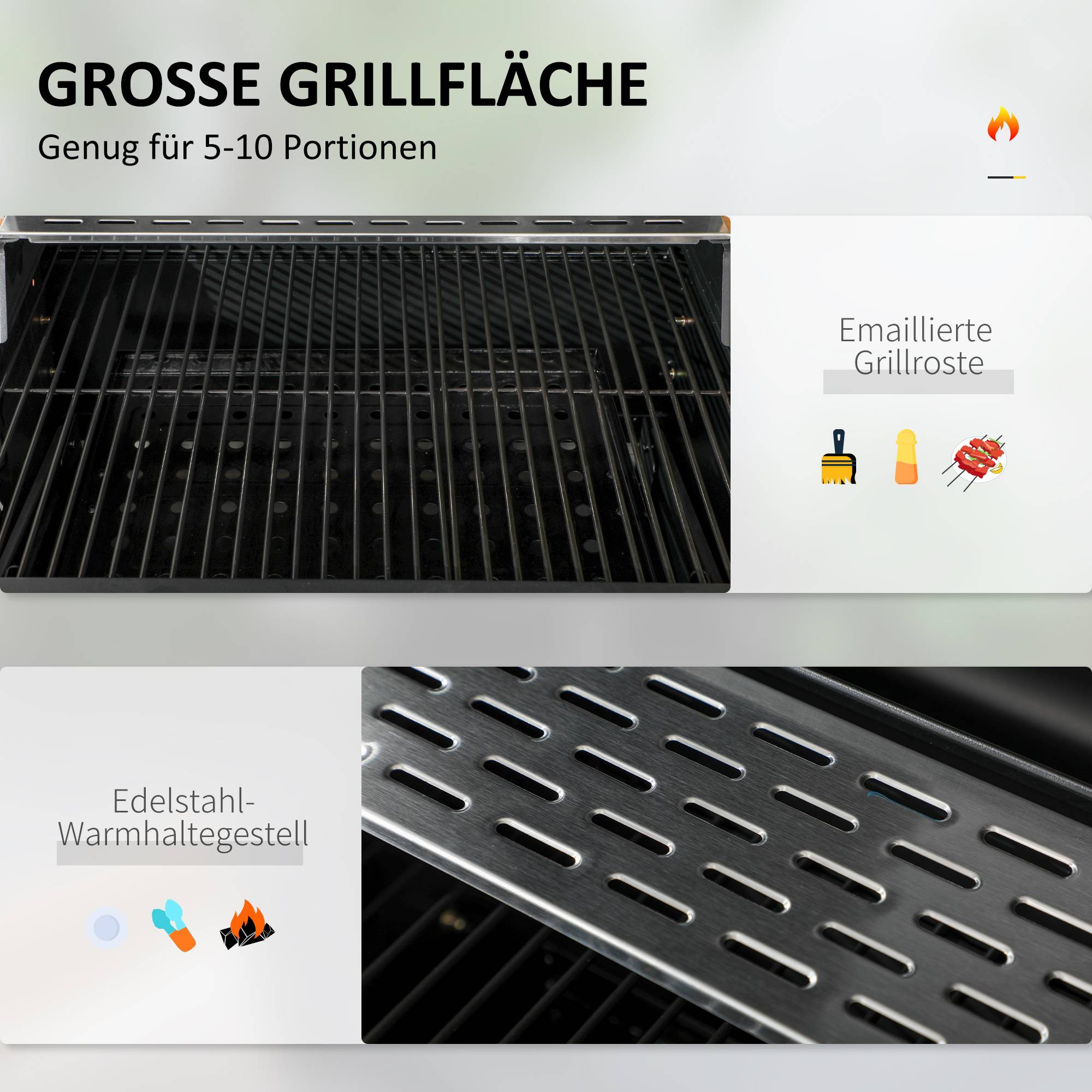 Barbecue Charbon Acier Jardin Extérieur Hauteur Réglable 120x64x114cm Noir - ComfortXL Outdoor Living - Image 4