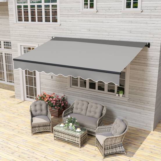 Store banne rétractable en aluminium pour fenêtres et portes, protection UV30+, inclinaison réglable, 360 x 220 cm, gris - Image 4