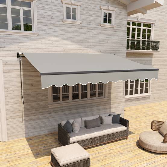 Store banne rétractable en aluminium pour fenêtres et portes, protection UV30+, inclinaison réglable, 360 x 220 cm, gris - Image 10