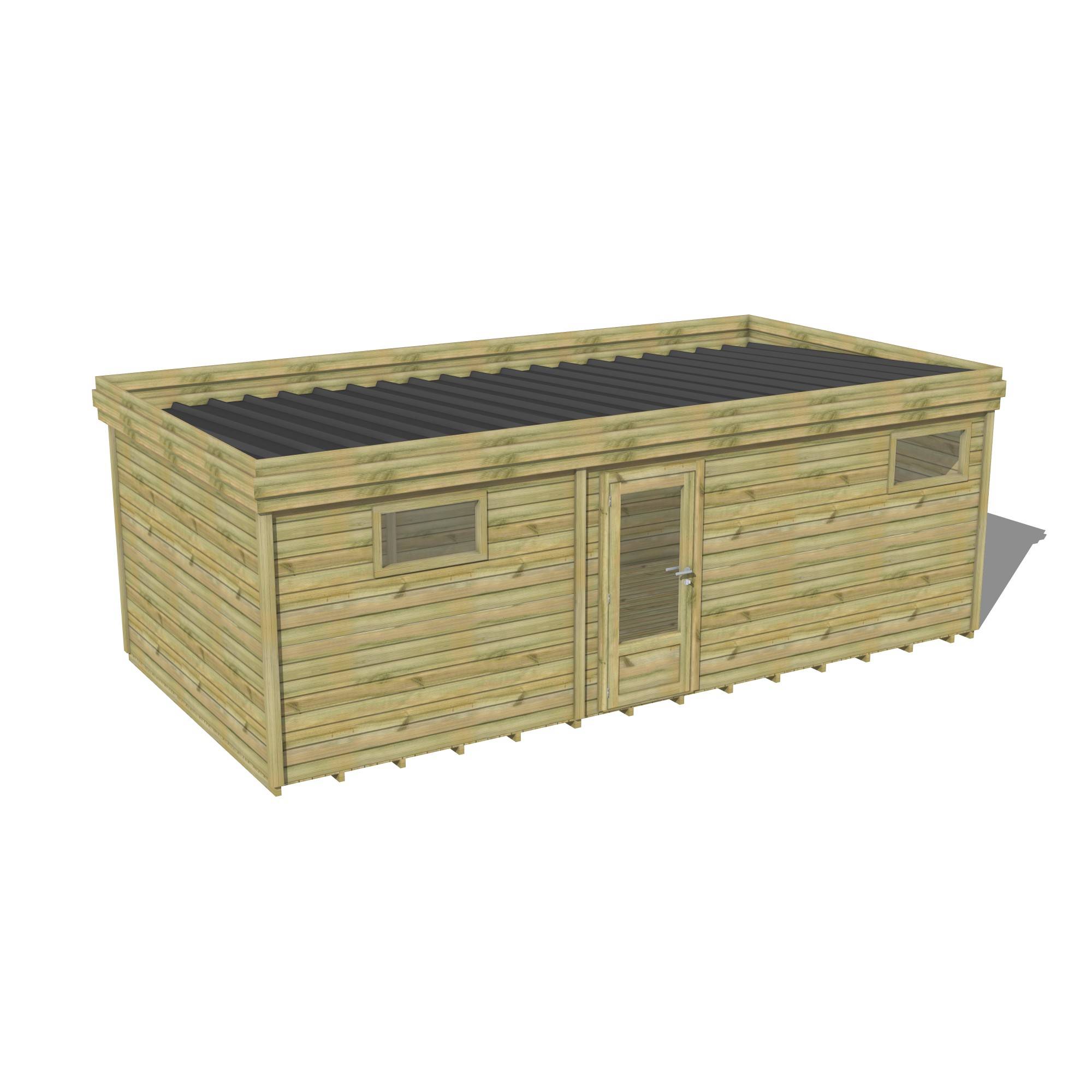 Abri Français - ABRI DE JARDIN bois Pin traité autoclave 27mm - 6,895x4,34m / 30m2 - Bac acier - Plancher bois - Image 1