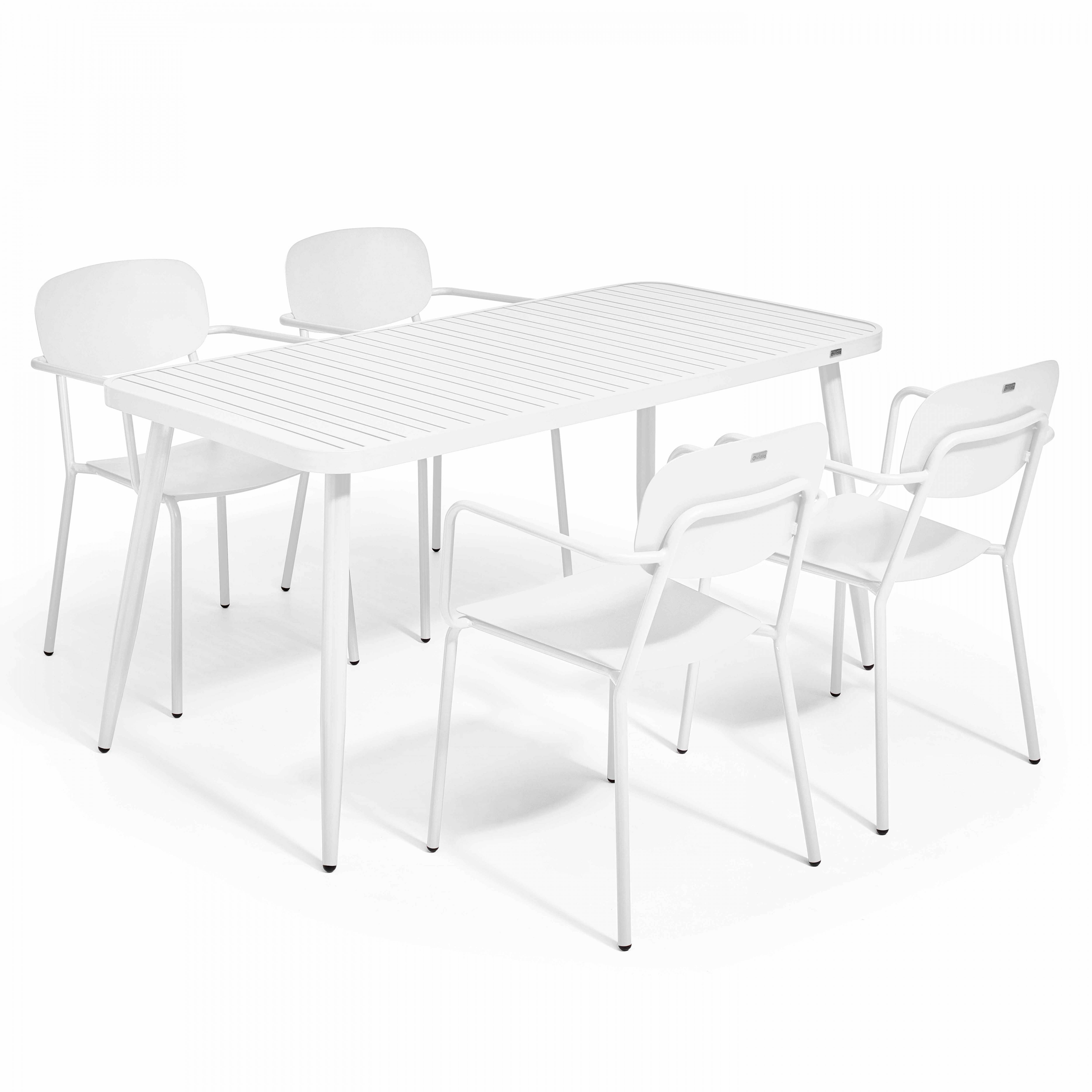 Oviala - Ensemble table de jardin et 4 fauteuils en aluminium blanc Bristol - Oviala - Image 1