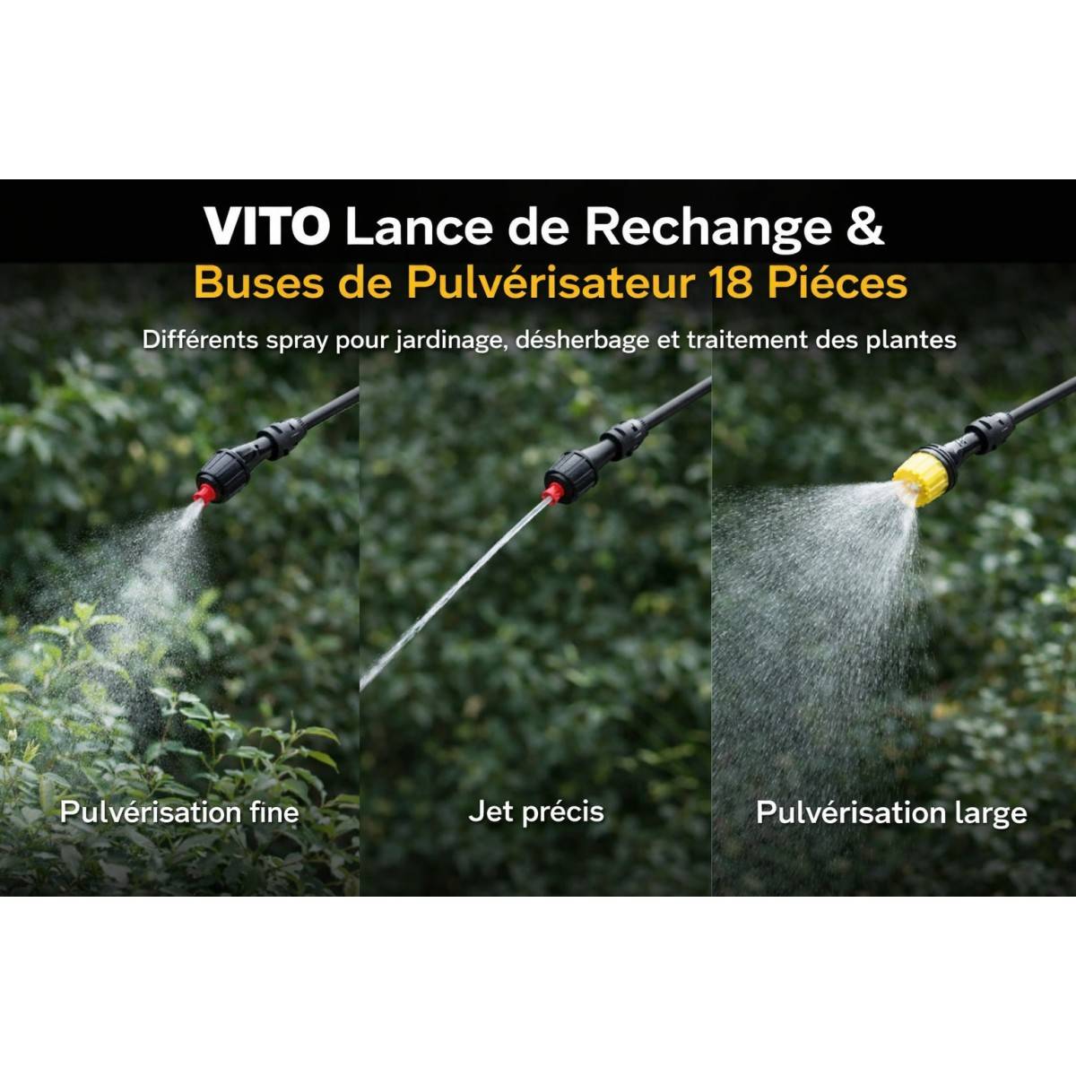 Kit Lance de Rechange + Buses de Pulvérisateur Spécial Produits Corrosifs 18Pièces Accessoires Pulvérisateur Batterie 16L VITO - Image 2