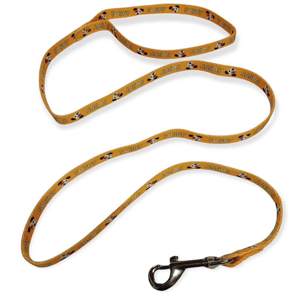 Laisse PUPPY MASCOTTE jaune, 13 mm x 1,20 m pour chiots - Image 1