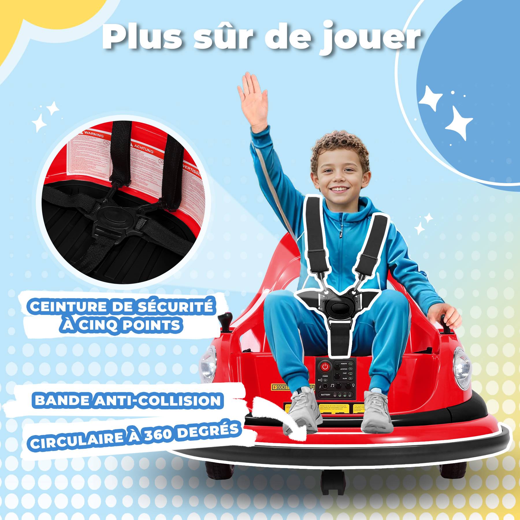 0 - Voiture électrique Pour Enfants véhicules électriques 12V Auto Tamponneuse pour Enfants Rotation à 360 degrés, Auto tamponneuse - Image 5