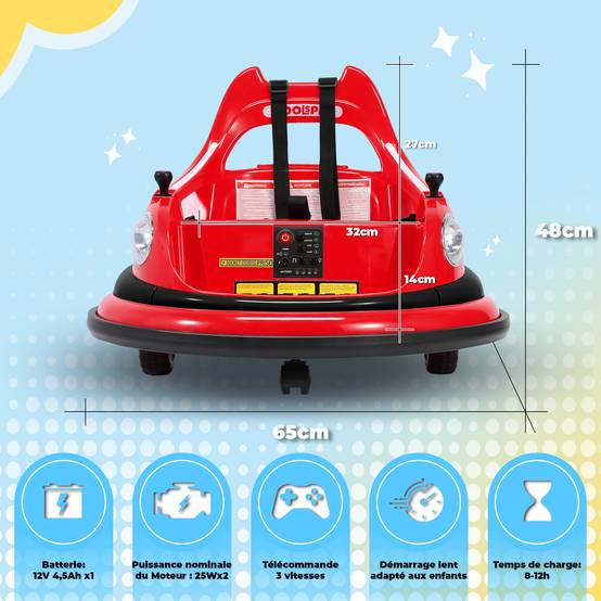 0 - Voiture électrique Pour Enfants véhicules électriques 12V Auto Tamponneuse pour Enfants Rotation à 360 degrés, Auto tamponneuse - Image 7