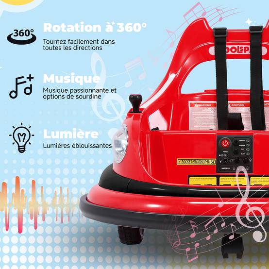 0 - Voiture électrique Pour Enfants véhicules électriques 12V Auto Tamponneuse pour Enfants Rotation à 360 degrés, Auto tamponneuse - Image 4