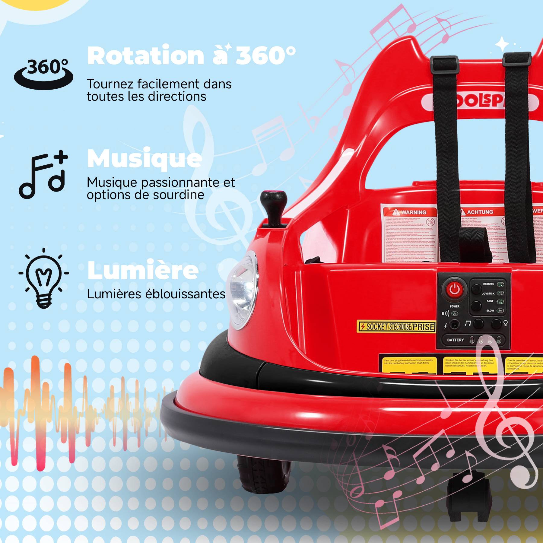 0 - Voiture électrique Pour Enfants véhicules électriques 12V Auto Tamponneuse pour Enfants Rotation à 360 degrés, Auto tamponneuse - Image 4