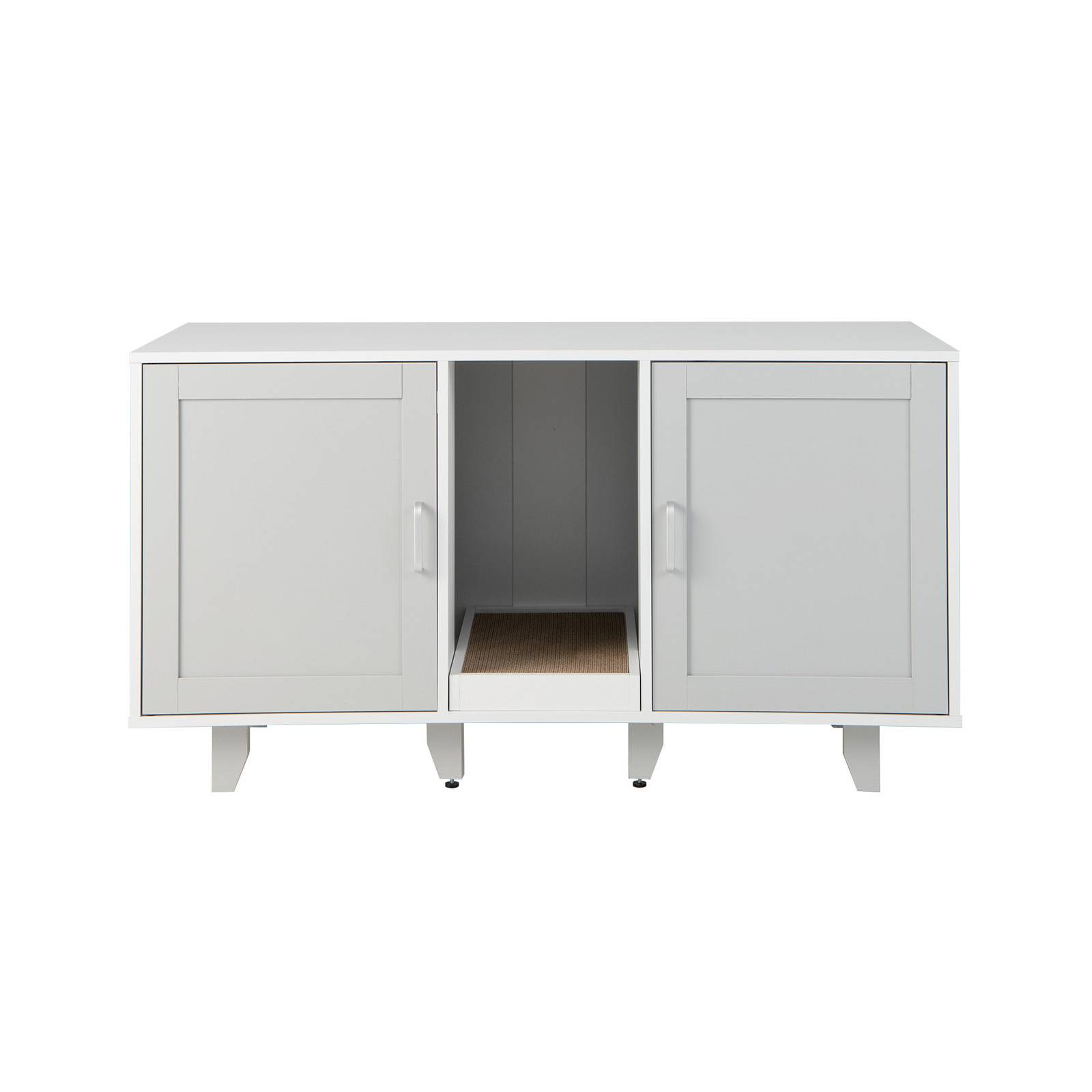 Maison de Toilettes pour Chat à Double Portes, Meuble à Litière en Bois(Gris)
