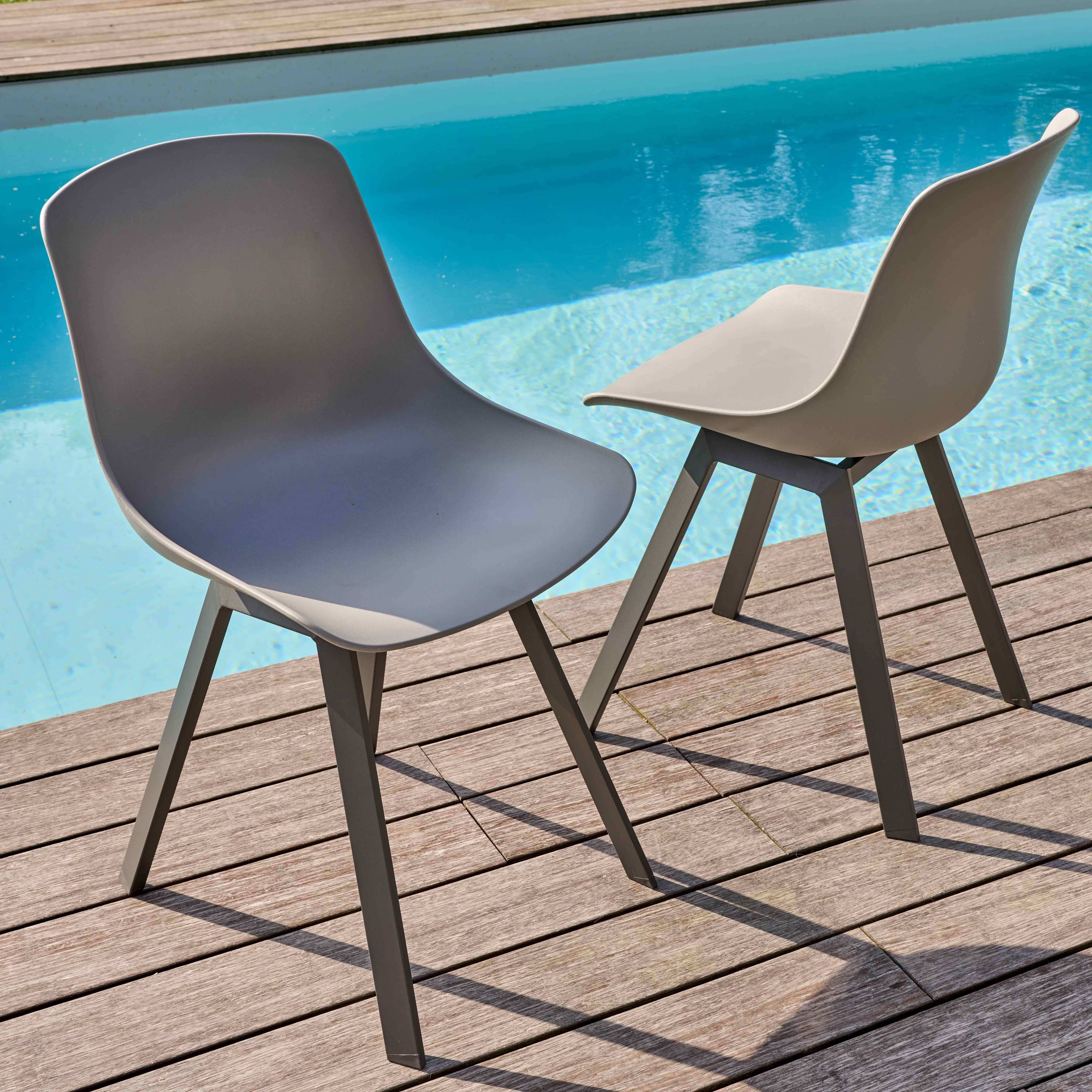 Oviala - Lot de 4 chaises d'extérieur grises Samoa - Oviala - Image 3