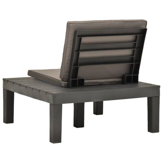 Chaise de salon de jardin | Chaise d'extérieur avec coussin Plastique Anthracite - Image 4