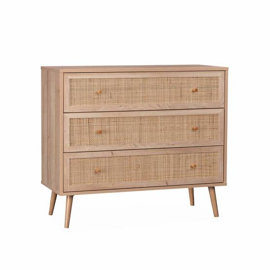 Commode en décor bois et cannage 90x39x79cm - Bohème - 3 tiroirs | sweeek - Image 2