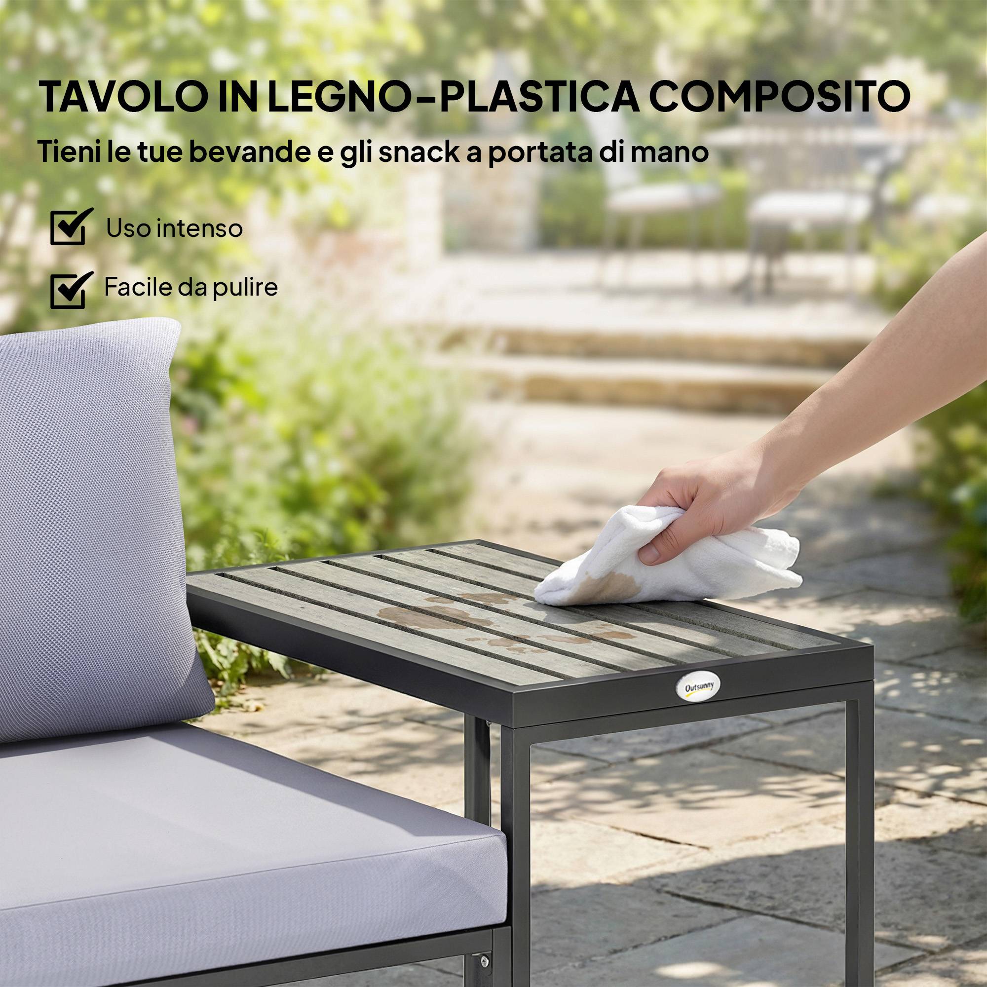 Ensemble extérieur 3 pcs table jardin et 2 chaises texteline coussins, gris - Image 8