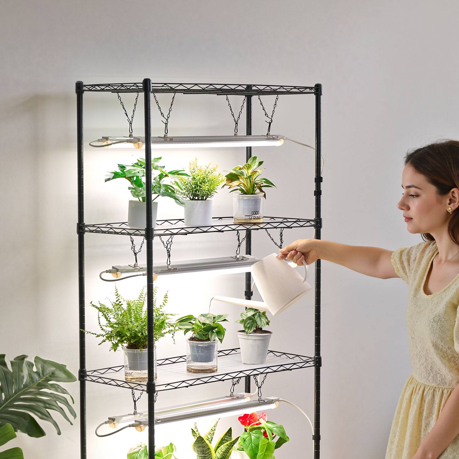 Vevor - VEVOR Étagère plantes 6 niveaux 180 cm, 8 LED 24W 192W, spectre complet 5000K, roulettes, structure métal - Image 8