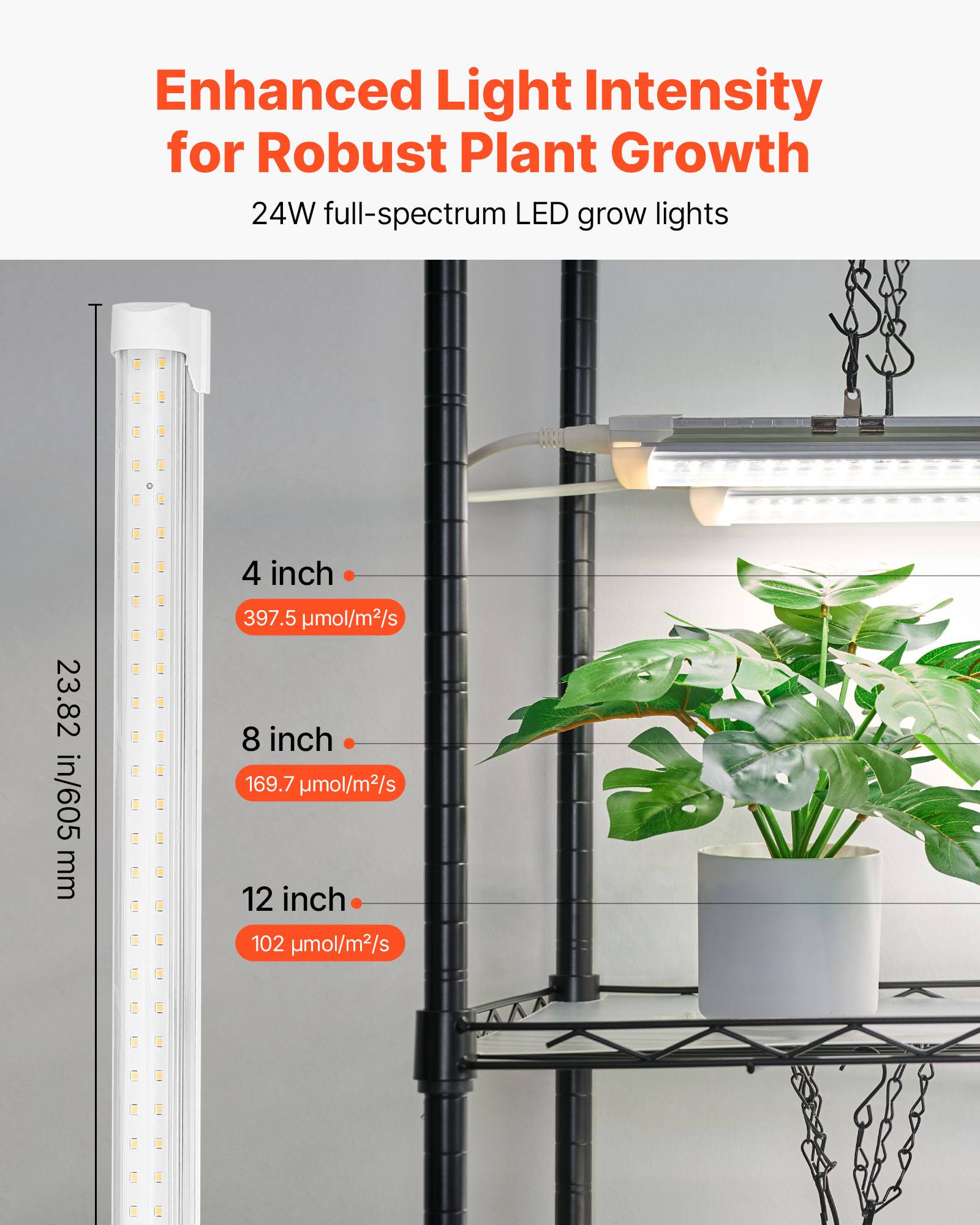 Vevor - VEVOR Étagère plantes 6 niveaux 180 cm, 8 LED 24W 192W, spectre complet 5000K, roulettes, structure métal - Image 3