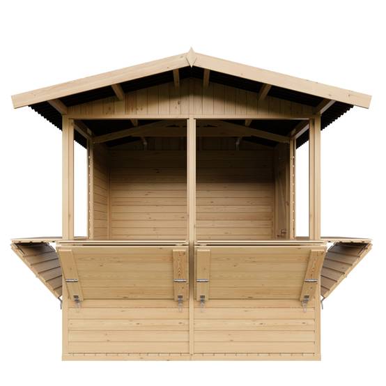 Timbela - Kiosque en bois - 4 m² - 263x253xH232 cm - Stand de vente en bois - avec 4 fenêtres de vente - 17 mm d’épaisseur - Timbela M149B - Image 3