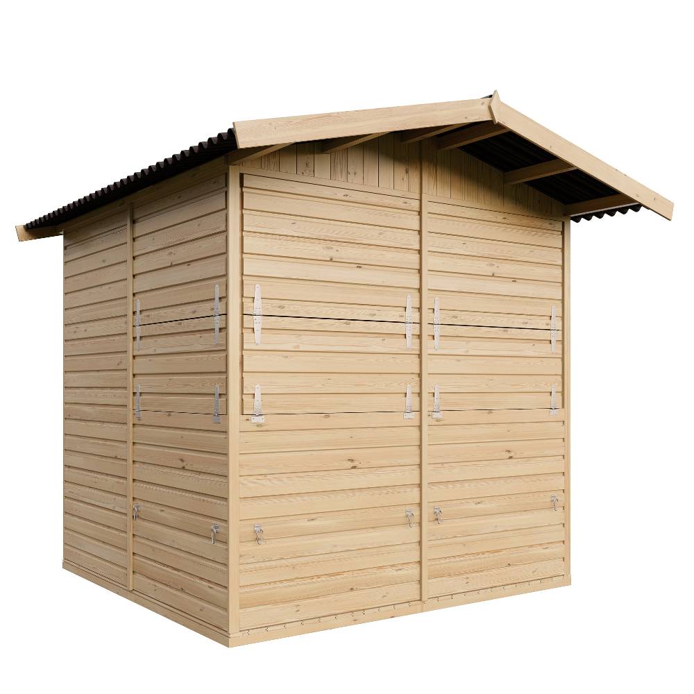 Timbela - Kiosque en bois - 4 m² - 263x253xH232 cm - Stand de vente en bois - avec 4 fenêtres de vente - 17 mm d’épaisseur - Timbela M149B - Image 5