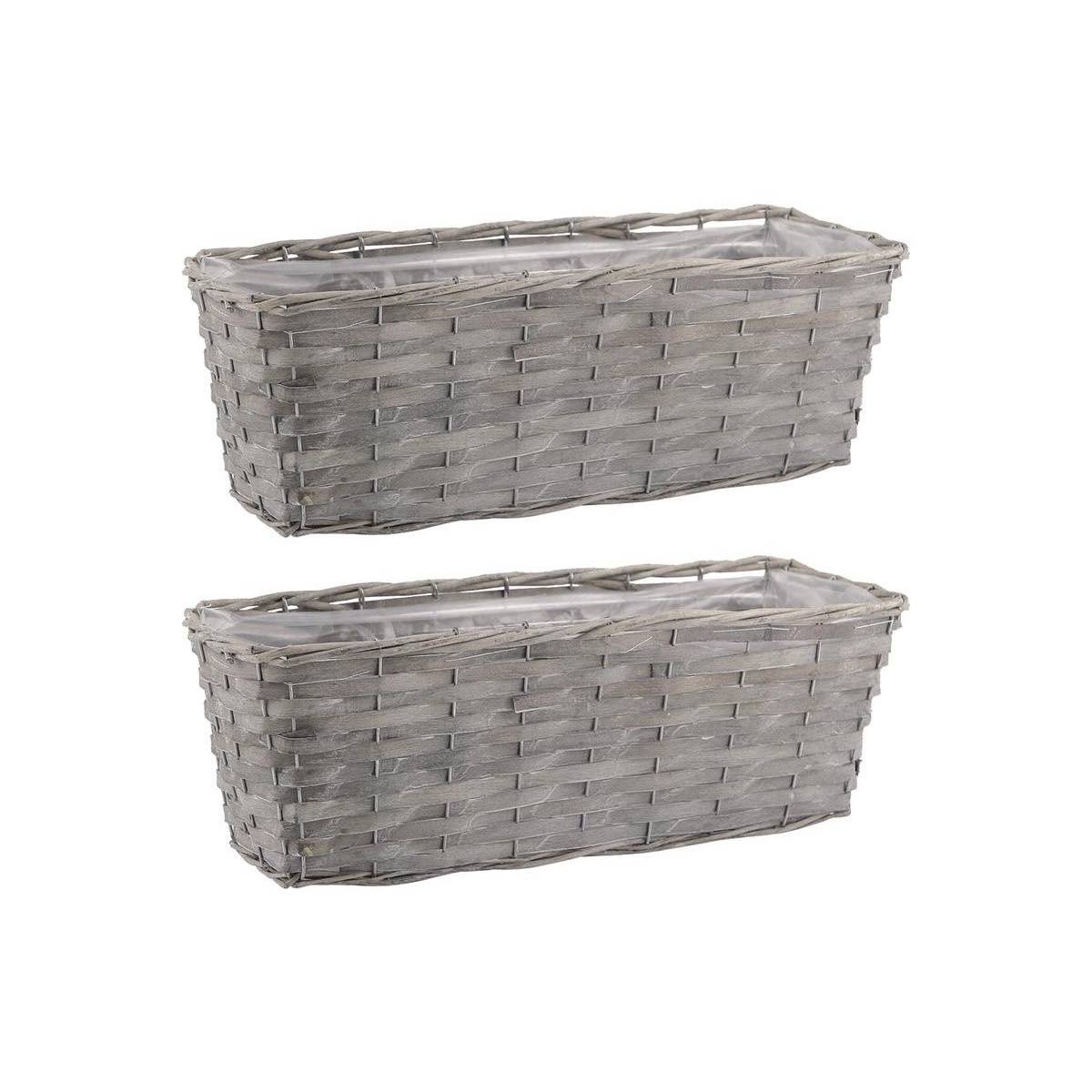 Aubry Gaspard - Jardinière en osier et bois 50 x 16 x 15 cm - Image 1
