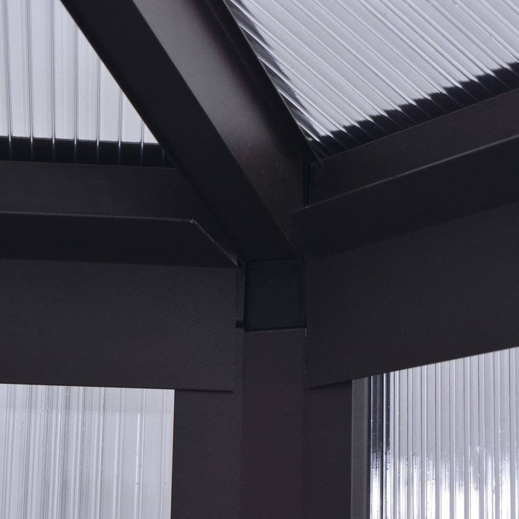 Serre de jardin hexagonale en aluminium et polycarbonate pour potager Brun – ComfortXL Outdoor Living - Image 6