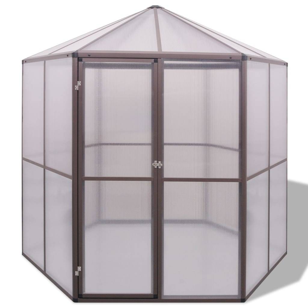 Serre de jardin hexagonale en aluminium et polycarbonate pour potager Brun – ComfortXL Outdoor Living - Image 2